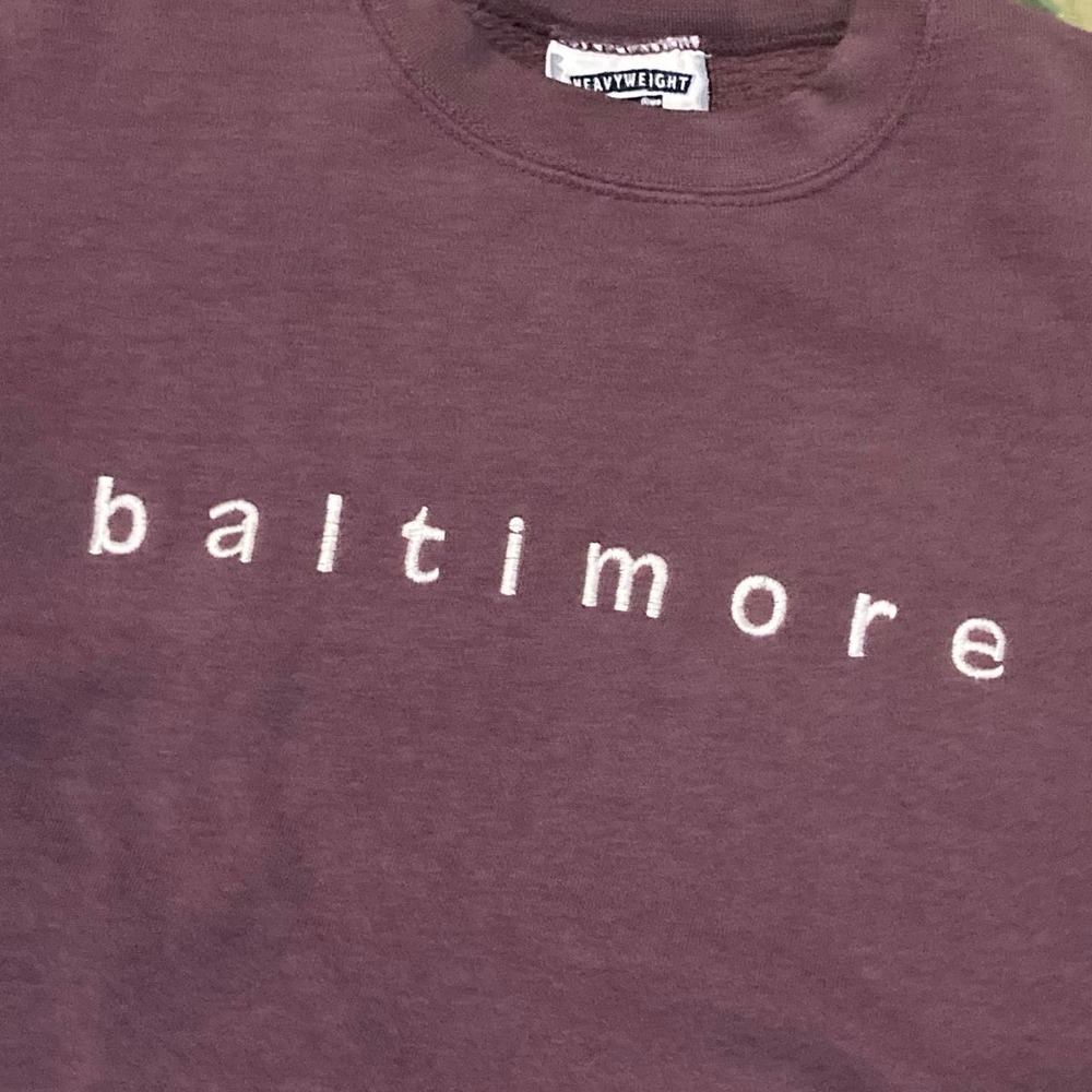 Vintage 90s Lee Sport Baltimore fleece crewneck plum sun faded M/21 - Picture 2 of 8